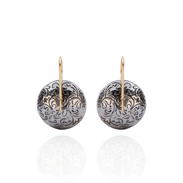 Larkspur & Hawk Moiré Olivia Button Earrings (Black Rhodium Or Yellow Gold Wash)