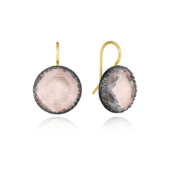 larkspur & hawk Moiré Olivia Button Earrings (Black Rhodium or Yellow Gold Wash)