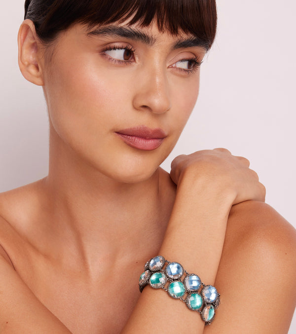 Larkspur & Hawk Olivia Button Bracelet (Black Rhodium Yellow Or Rose Gold Wash)