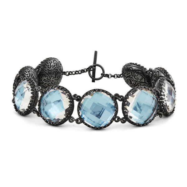 larkspur & hawk Olivia Button Bracelet (Black Rhodium Yellow or Rose Gold Wash)
