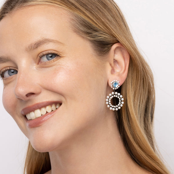 Larkspur & Hawk Olivia Double Boule Pearl Earrings (Black Rhodium Wash Or 14k Gold)