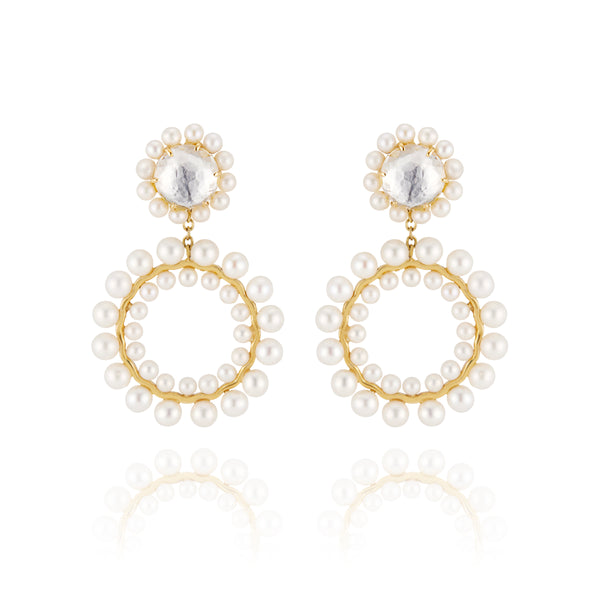 Larkspur & Hawk Olivia Double Boule Pearl Earrings (Black Rhodium Wash Or 14k Gold)