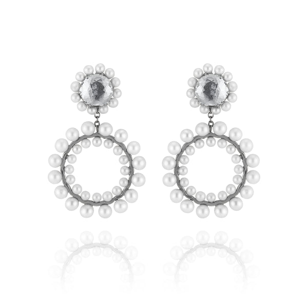 Larkspur & Hawk Olivia Double Boule Pearl Earrings (Black Rhodium Wash Or 14k Gold)