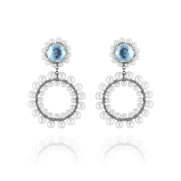 larkspur & hawk Olivia Double Boule Pearl Earrings (Black Rhodium Wash or 14k Gold)