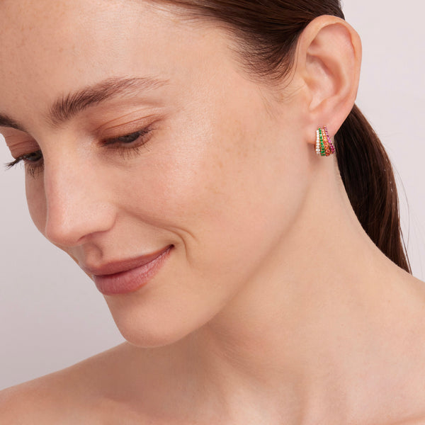 Larkspur & Hawk Parrot Plume Half Hoop Earrings (14k Gold)