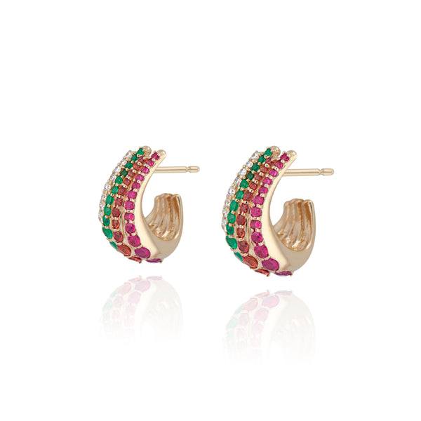 Larkspur & Hawk Parrot Plume Half Hoop Earrings (14k Gold)
