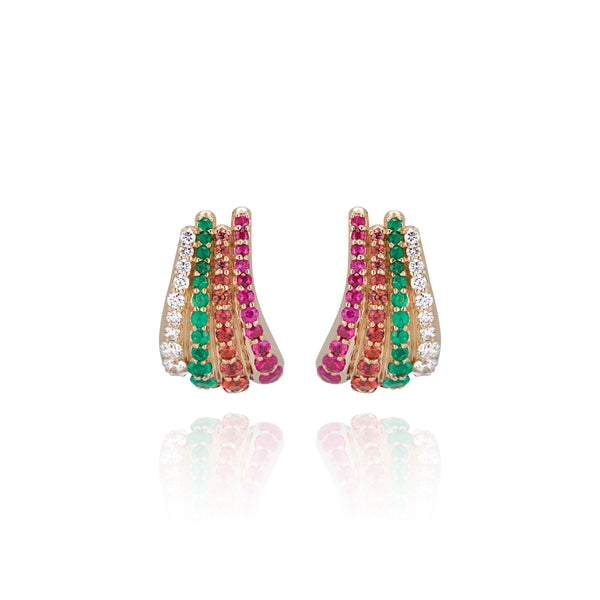 larkspur & hawk Parrot Plume Half Hoop Earrings (14k Gold)