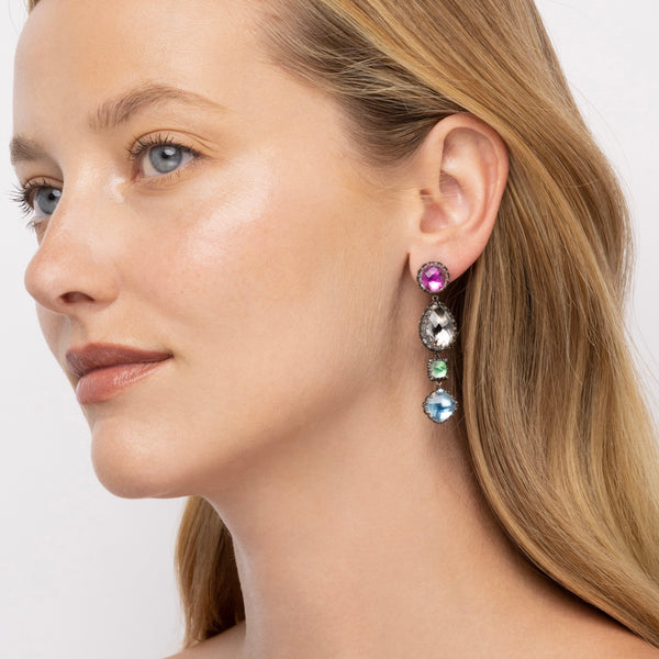 Larkspur & Hawk Sadie 4-Drop Earrings (Black Rhodium Or Rose Gold Wash)