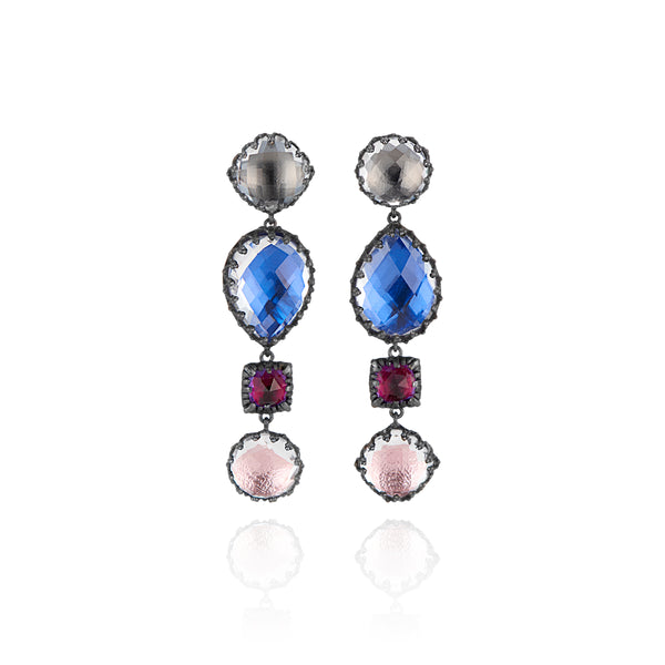 Larkspur & Hawk Sadie 4-Drop Earrings (Black Rhodium Or Rose Gold Wash)
