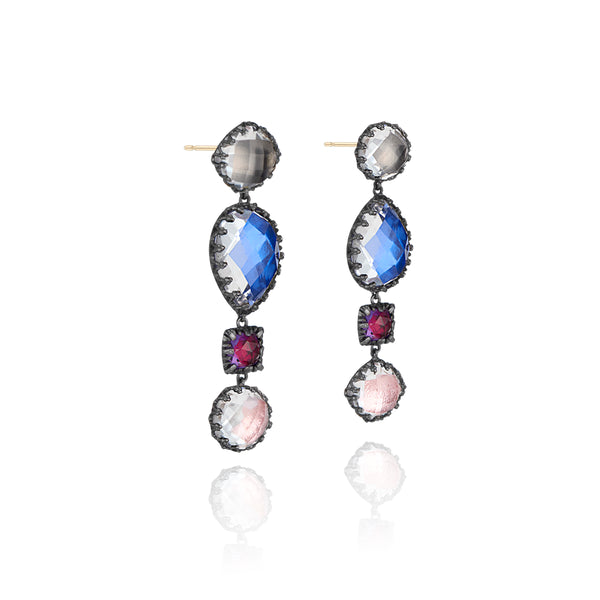 Larkspur & Hawk Sadie 4-Drop Earrings (Black Rhodium Or Rose Gold Wash)