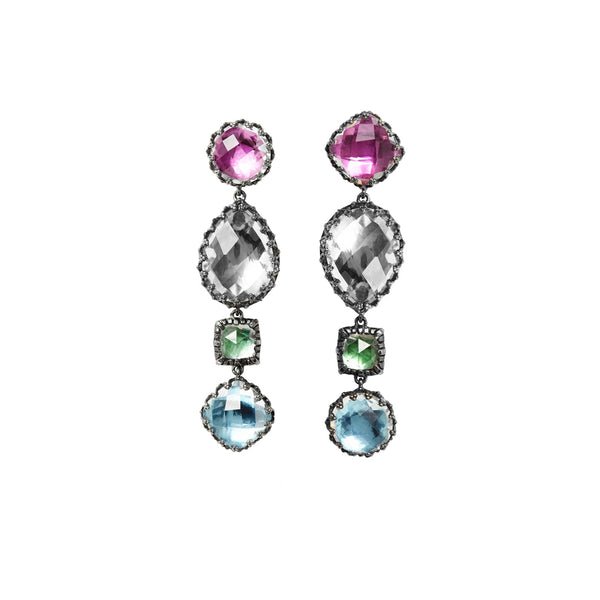 larkspur & hawk Sadie 4-Drop Earrings (Black Rhodium or Rose Gold Wash)