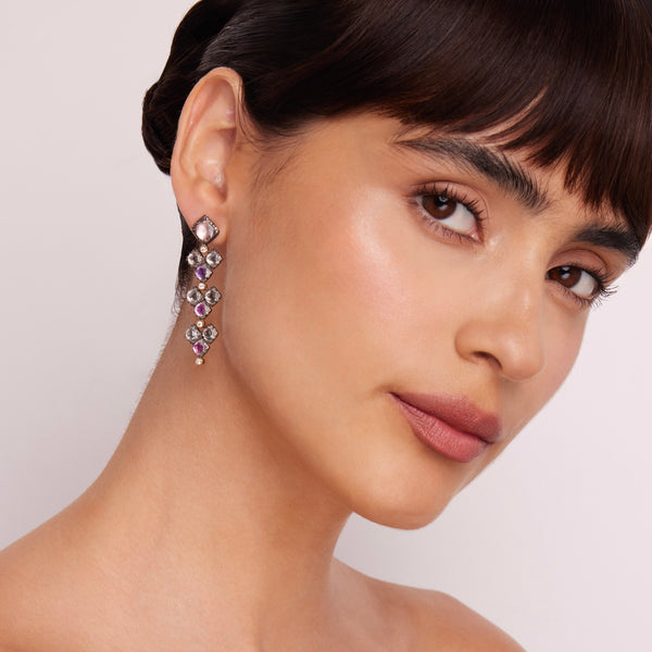 Larkspur & Hawk Sadie Cluster 4-Drop Earrings (Black Rhodium Wash)