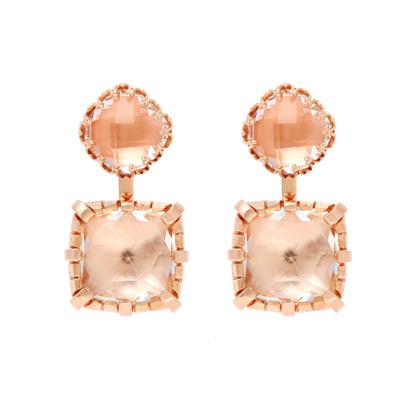 larkspur & hawk Sadie Front/Back Cushion Earrings With Cushion Drop (Rose Gold Wash)
