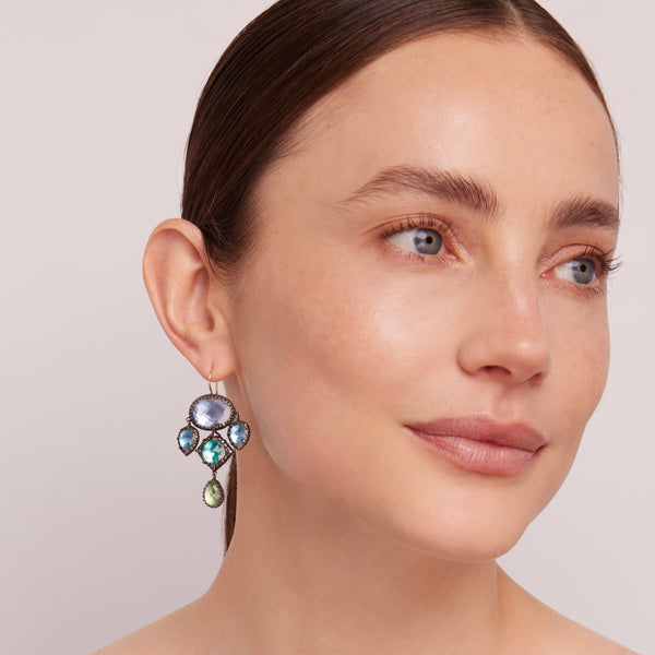 Larkspur & Hawk Sadie Girandole Earrings (Black Rhodium Yellow Or Rose Gold Wash)