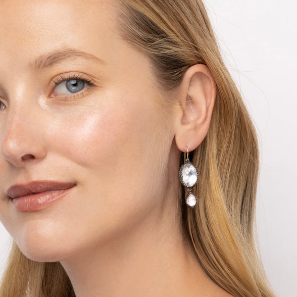 Larkspur & Hawk Sadie Oval And Pear Drop Earrings (Black Rhodium Wash)