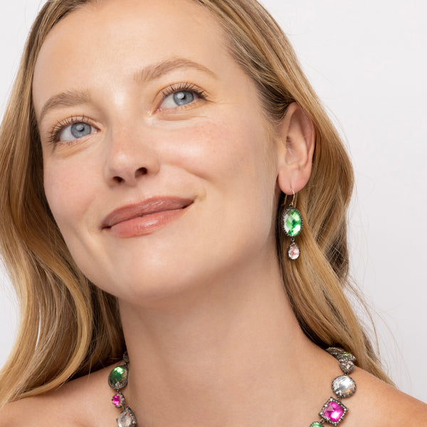 Larkspur & Hawk Sadie Oval And Pear Drop Earrings (Black Rhodium Wash)