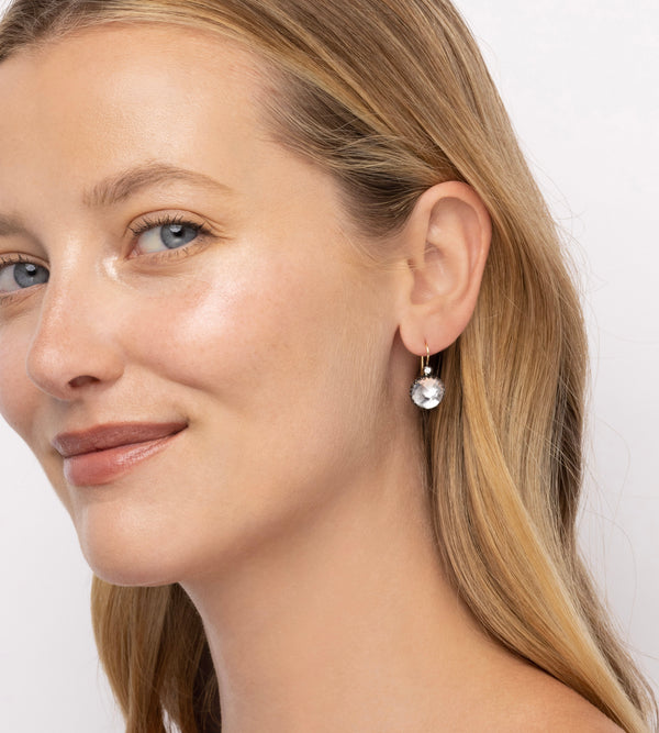 Larkspur & Hawk Small Olivia Button Diamond Earrings (Black Rhodium Or Yellow Gold Wash)