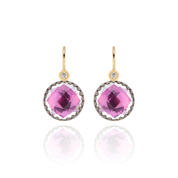 Larkspur & Hawk Small Olivia Button Diamond Earrings (Black Rhodium Or Yellow Gold Wash)