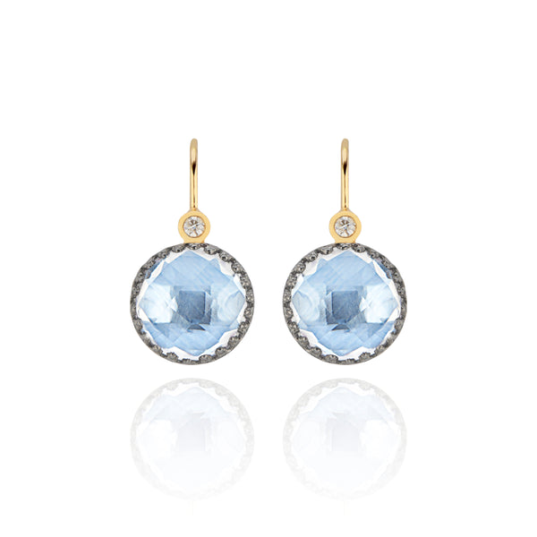 larkspur & hawk Small Olivia Button Diamond Earrings (Black Rhodium or Yellow Gold Wash)