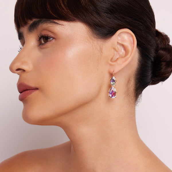 Larkspur & Hawk Tapestry Caterina Large Double Drop Earrings (Black Rhodium Or Yellow Gold Wash)