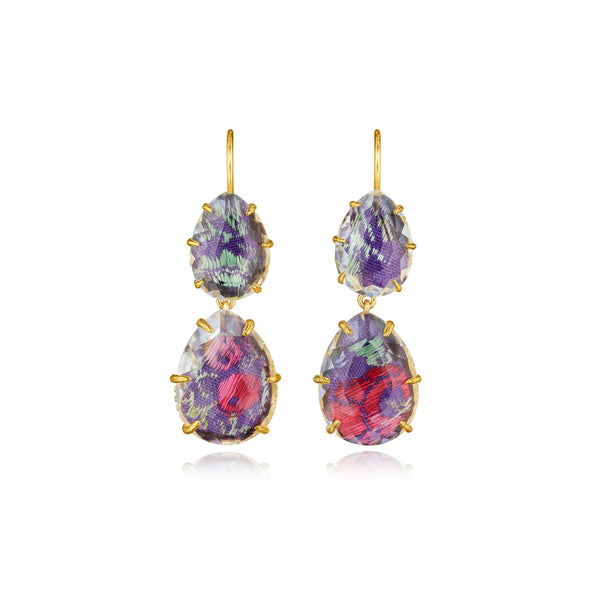 larkspur & hawk Tapestry Caterina Large Double Drop Earrings (Black Rhodium or Yellow Gold Wash)