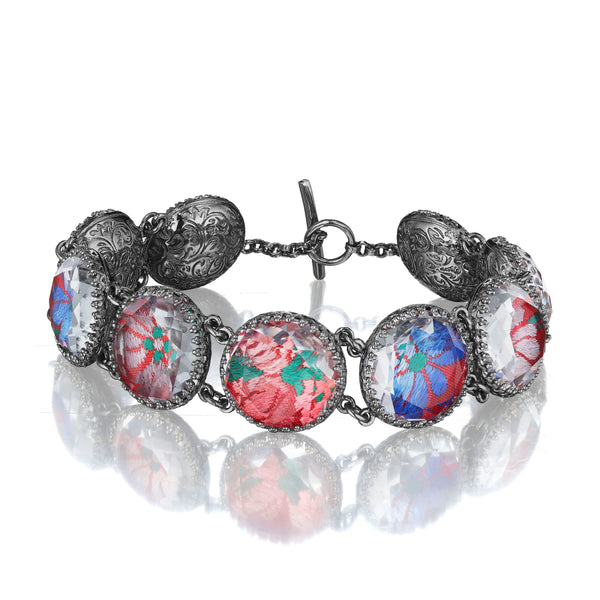 Larkspur & Hawk Tapestry Olivia Button Bracelet (Black Rhodium Or Yellow Gold Wash)