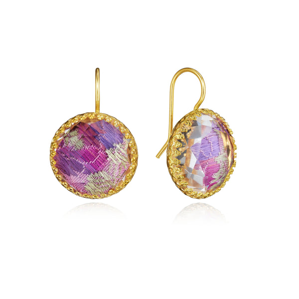 Larkspur & Hawk Tapestry Olivia Button Earrings (Black Rhodium Or Yellow Gold Wash)