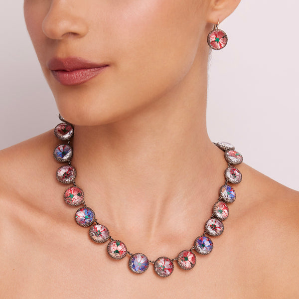 Larkspur & Hawk Tapestry Olivia Button Rivière (Black Rhodium Wash)