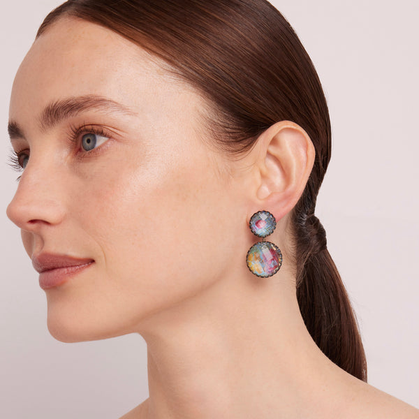 Larkspur & Hawk Tapestry Olivia Large Day Night Earrings (Black Rhodium Or Yellow Gold Wash)