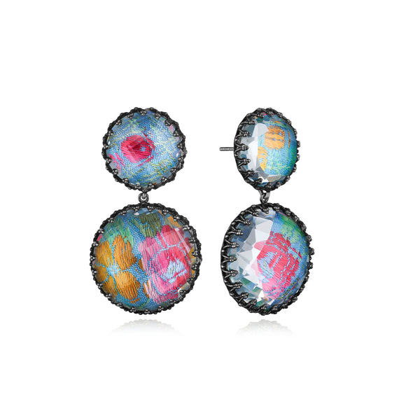 Larkspur & Hawk Tapestry Olivia Large Day Night Earrings (Black Rhodium Or Yellow Gold Wash)