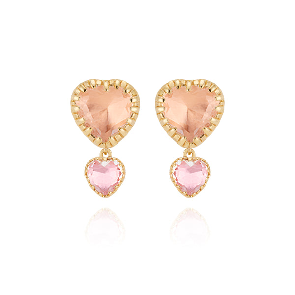 larkspur & hawk Valentina 2-Drop Emoji Earrings (Black Rhodium or Yellow Gold Wash)