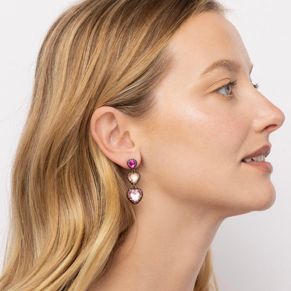 Larkspur & Hawk Valentina 3-Drop Earrings (Black Rhodium Or Yellow Gold Wash)