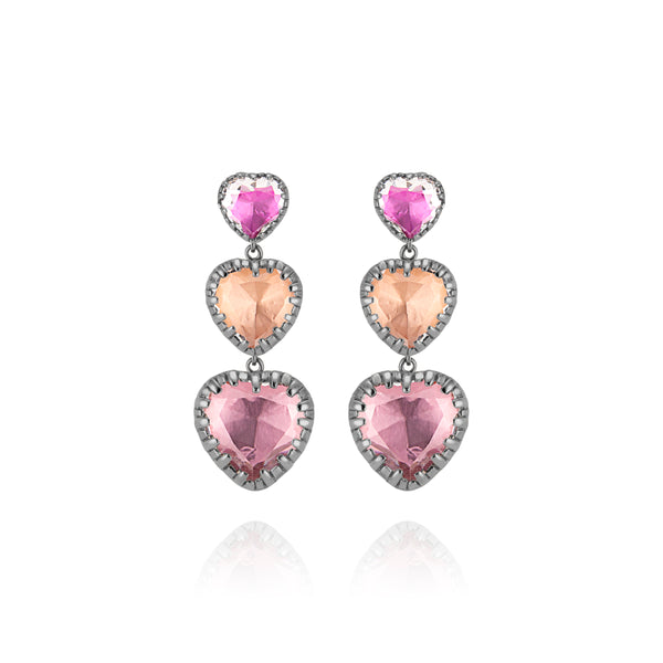 larkspur & hawk Valentina 3-Drop Earrings (Black Rhodium or Yellow Gold Wash)