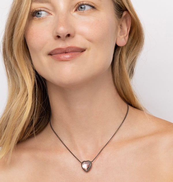 Larkspur & Hawk Valentina Button Necklace (Black Rhodium Or Yellow Gold Wash)