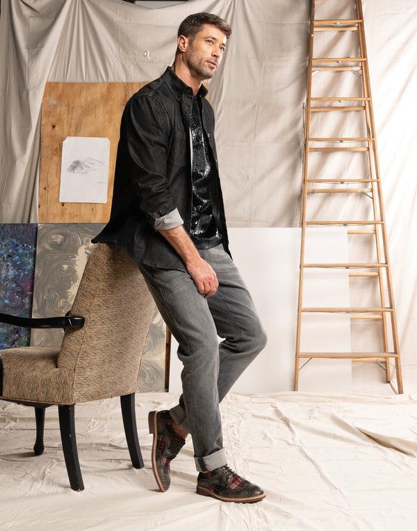 L'artiste By Spring Step L'ARTISTE MEN THAVO-PLAID OXFORD SHOE