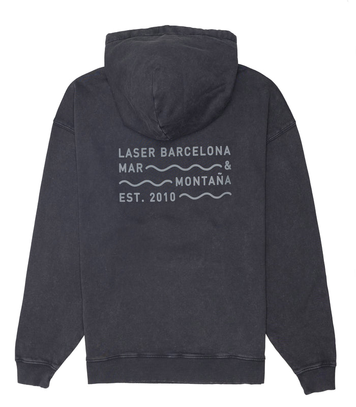 laser barcelona BORNE OVERSIZE HOODIE FADED BLACK
