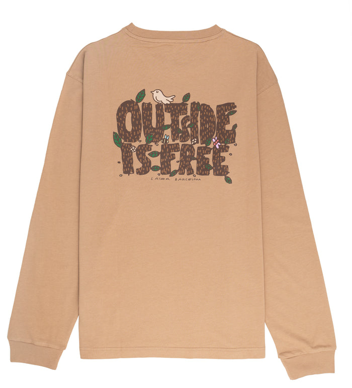 laser barcelona OUTSIDE IS FREE LONGSLEEVE TAUPE