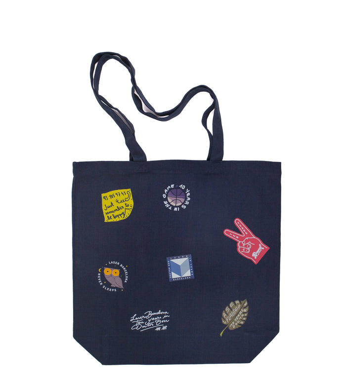 Laser Barcelona LASER FLAGSHIP STORE 10 YEARS ANNIVERSARY TOTE BAG NAVY