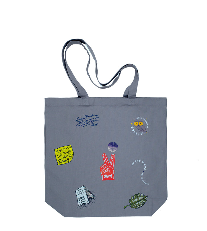 laser barcelona LASER FLAGSHIP STORE 10 YEARS ANNIVERSARY TOTE BAG GREY