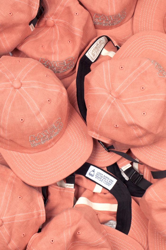 Laser Barcelona LASER SURF CO. 6 PANEL LINEN HAT CORAL CLOUD
