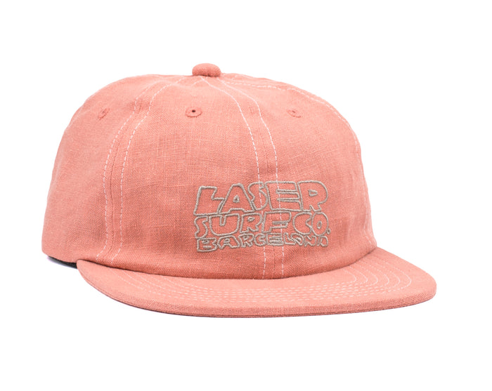 laser barcelona LASER SURF CO. 6 PANEL LINEN HAT CORAL CLOUD