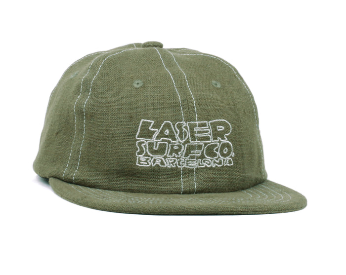 laser barcelona LASER SURF CO. 6 PANEL LINEN HAT MOSS