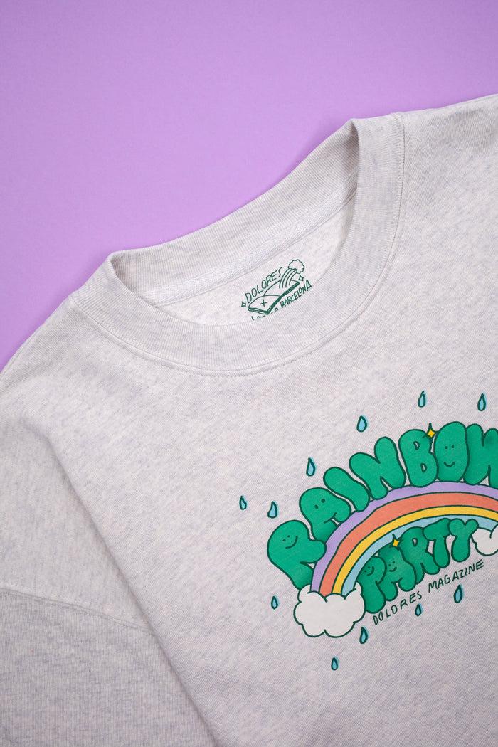 Laser Barcelona RAINBOW PARTY CROPPED CREWNECK VINTAGE GREY