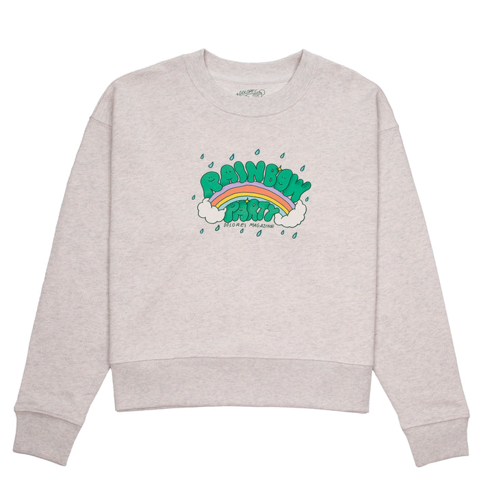 laser barcelona RAINBOW PARTY CROPPED CREWNECK VINTAGE GREY