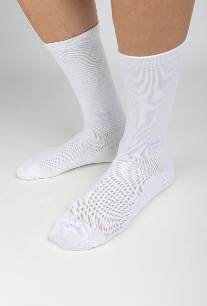 Laser Barcelona THANK YOU CYCLING PERFORMANCE SOCKS WHITE