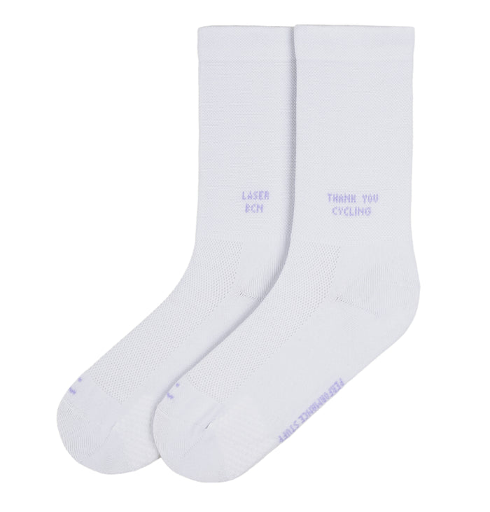 laser barcelona THANK YOU CYCLING PERFORMANCE SOCKS WHITE