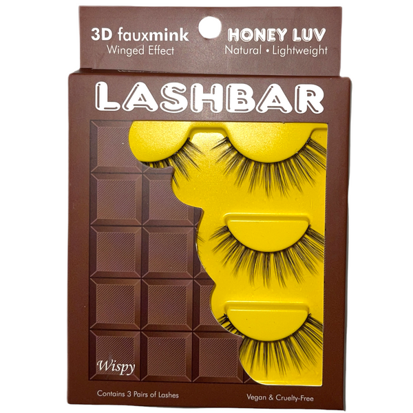 lash pop 3-Pack Honey Luv 3D Fauxmink Lashbar False Eyelashes False Lashes