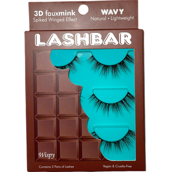 lash pop 3-Pack Wavy 3D Fauxmink Lashbar False Eyelashes False Lashes