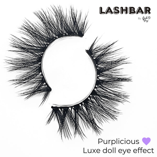 lash pop Single-Pack Purplicious 3D Fauxmink Lashbar False Eyelashes False Eyelashes
