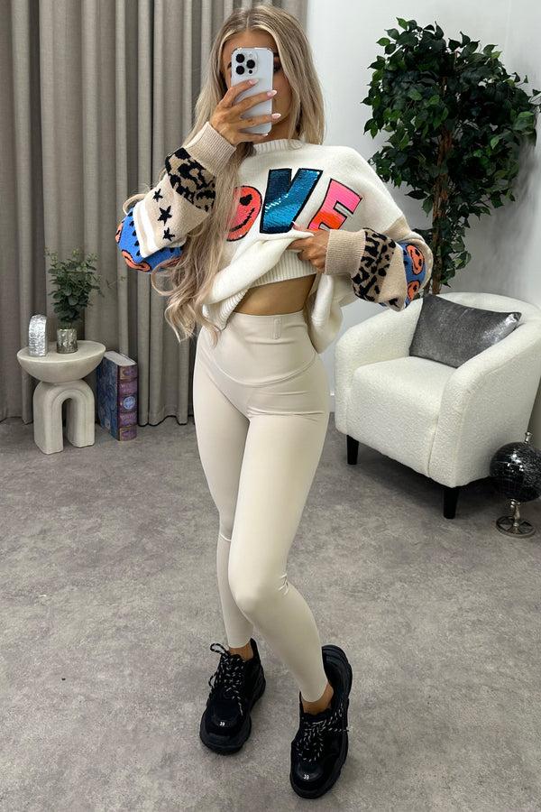 Lasula Brooklyn Beige Energy High Waisted Seamless Sculpting Gym Leggings